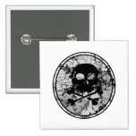 Distressed Skull & Crossbones Silhouette B&W buttons