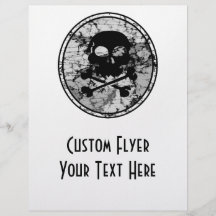 Distressed Skull & Crossbones Silhouette B&W Flyer Design