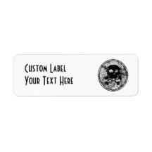 Distressed Skull & Crossbones Silhouette B&W Labels