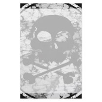Distressed Skull & Crossbones Silhouette B&W