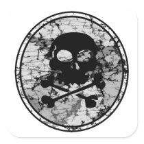 Distressed Skull & Crossbones Silhouette B&W