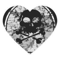 Distressed Skull & Crossbones Silhouette B&W