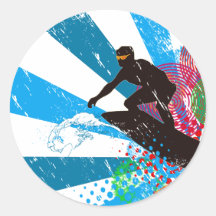 Distressed Surfer Paradise Stickers