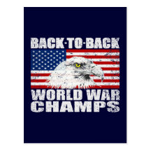 Distressed U.S. Flag & Eagle World War Champs Post Cards
