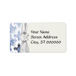 distressed white and royal blue damask pattern personalized address labels