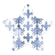 distressed white and royal blue damask pattern sticker