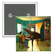 Disturbing the Pianist Pinback Button