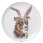 Ditzy Dogs~Original Pllate~Border Collie~Easter Dinner Plate