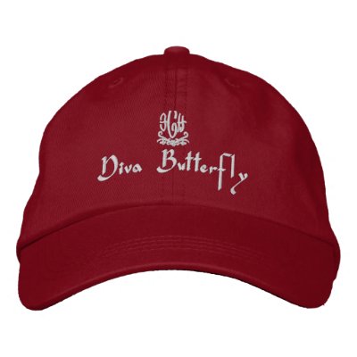 Diva Butterfly Red Baseball Cap by Fashioncasbah