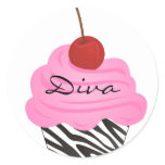 Diva Cupcake Round Sticker