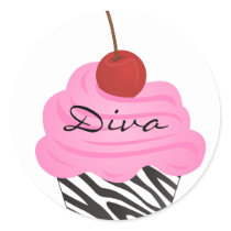 Diva Cupcake Round Sticker