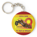 DIVA DOG Animated Logo Keychain Gold on Burgundy