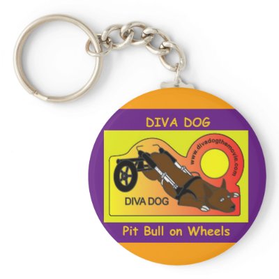 DIVA DOG Animated Logo Purple on Gold Key Chain by chriscory28