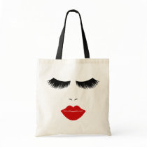 Diva Fashion Face With Lashes & Full Lips Canvas Bags