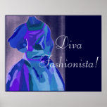 Diva Fashionista In Blue I posters