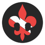 Dive Flag Fleur de lis Round Stickers