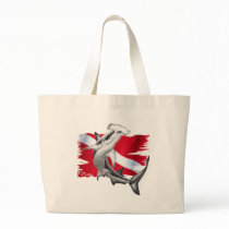 Dive flag with hammerhead shark-diver down canvas bags