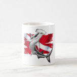 Dive flag with hammerhead shark-diver down mugs