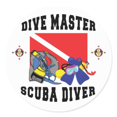 Dive Master SCUBA Diver Stickers by SCUBA_Dive_TShirts