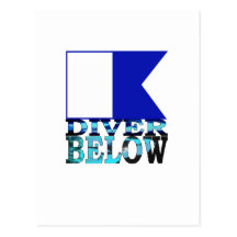 diver below blue post card