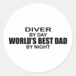 Diver World's Best Dad by Night Stickers