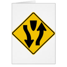 Divided Highway Begins Highway Sign Card