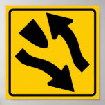 Divided Highway Begins Highway Sign Print