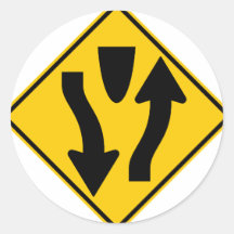 Divided Highway Begins Highway Sign Stickers