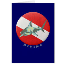 diving flag shark card