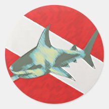diving flag shark stickers