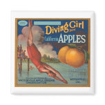 Diving Girl Brand California Apples Fruit Crate La Fridge Magnets