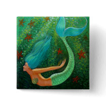 Diving Mermaid Pinback Button