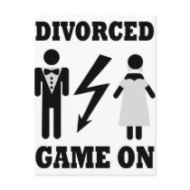 divorced game on icon post card