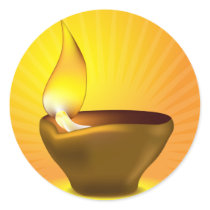 Diwali Diya - Oil lamp for dipawali celebration Round Stickers