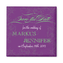 DIY Aubergine & Mint Save the Date Magnet