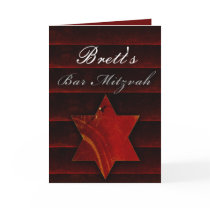DIY black and red Bar Mitzvah design Greeting Cards