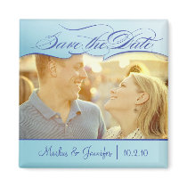 DIY Blue Photo Save the Date Magnet