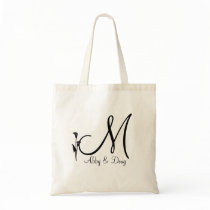 DIY Calla lily logo with monogram Tote Bags