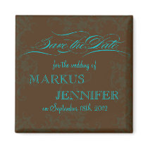 DIY Chocolate & Tiffany Blue Save the Date Magnet