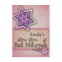 DIY Colourful Bat Mitzvah design Post Cards