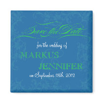DIY Contemporary Blue & Green Save the Date Magnet
