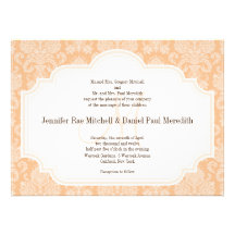 DIY Custom Wedding Invitations Peach Damask