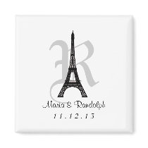DIY Eiffel Tower Save the Date Monogram magnet