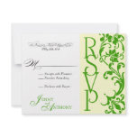 DIY Elegant Simple RSVP in Cream and Emerald invitations