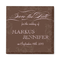 DIY Fancy Pink and Chocolate Save the Date Magnet