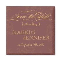 DIY Fancy Script Fall Wedding Save the Date Magnet