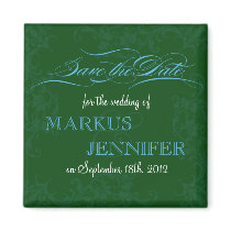 DIY Forest Green & Sky Blue Save the Date Magnet