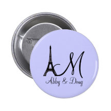 DIY Monogram Eiffel tower design Button