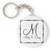 DIY Monogram template with decorative border Key Chain