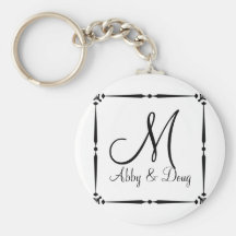 DIY Monogram template with decorative border Key Chain